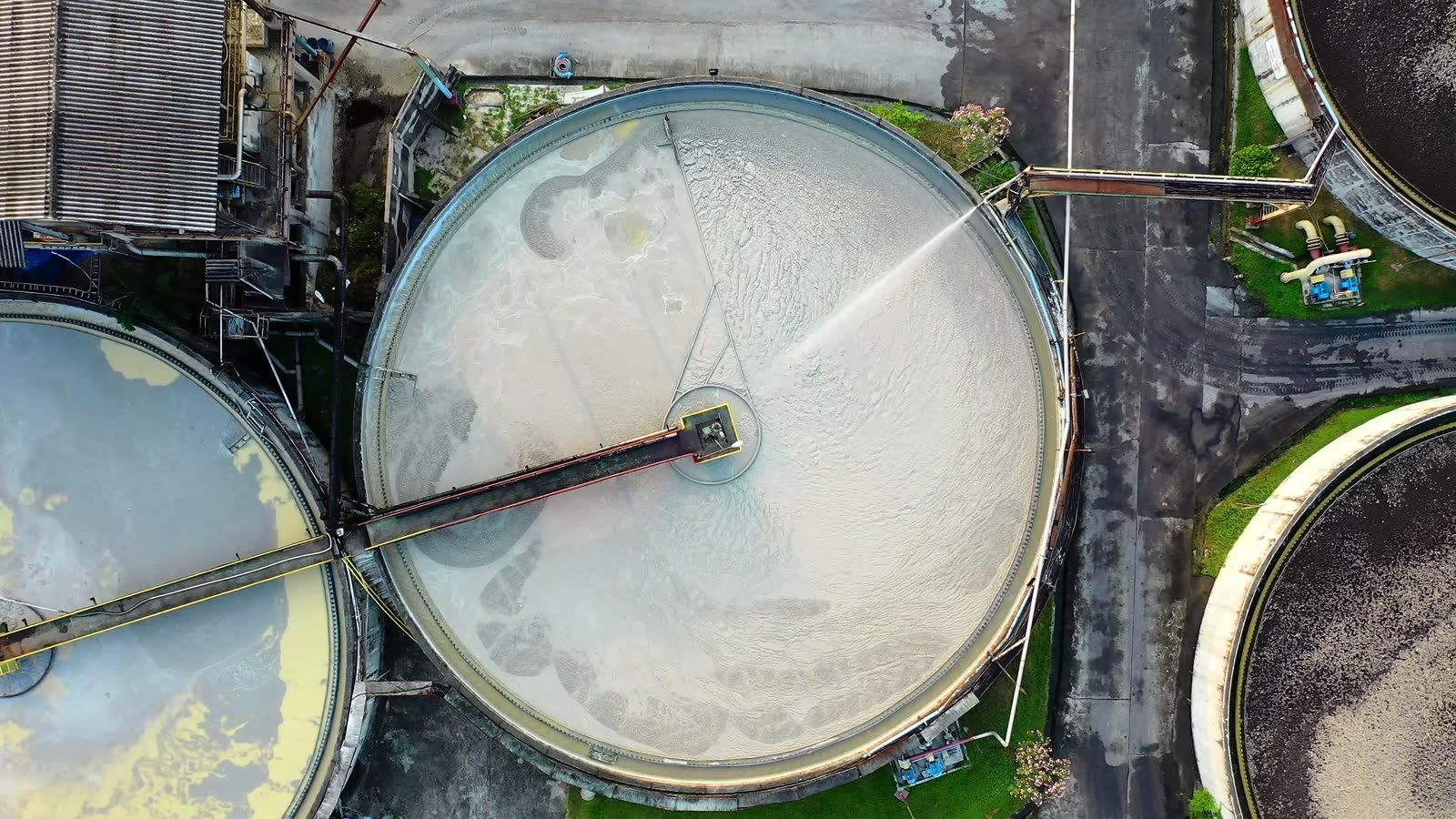 Clarifiers at a wastewater treatment plant