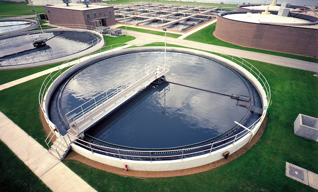 Clarifier at a wastewater treatment plant